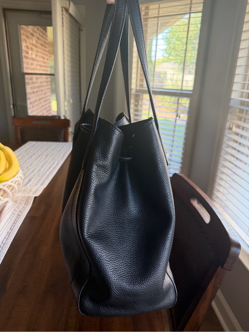Tignanello Black Pebbled Leather Slouchy Tote Shoulder Bag w/Tassel - Picture 3 of 10